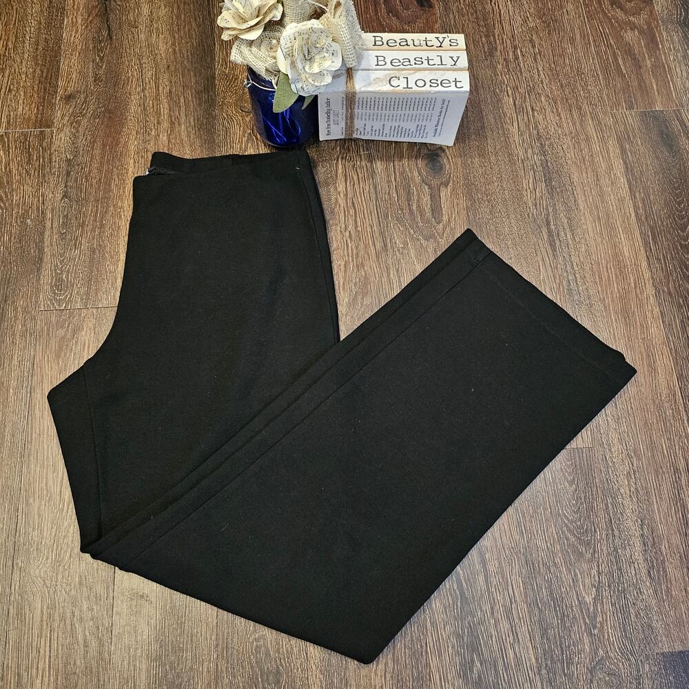 Eileen Fisher Pants Black Mid Rise Straight Leg Pull On Casual Pant Medium